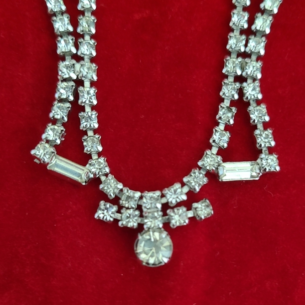 Dazzling Silver Crystal Necklace and Earrings